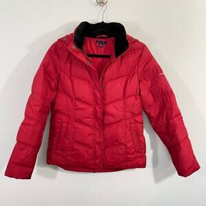 Tommy Hilfiger Women's Red Down Filled Hooded Puffer Coat Size M